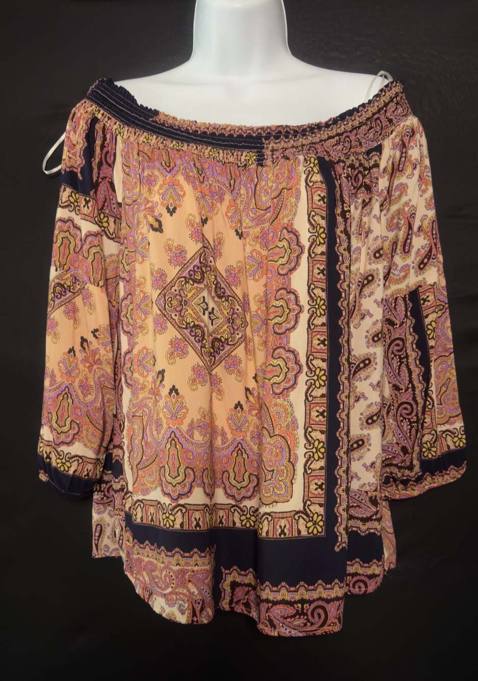 Lascana by Venus Off-the-Shoulder Paisley Print Blouse Size M